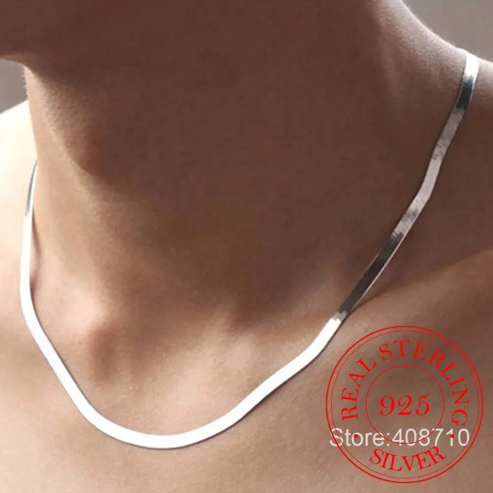 Top Trends: 100% Original 925 Solid Sterling Silver Chokers Necklaces For Women Fine Jewelry Wedding Thick Chains Necklaces Man Collar Gift Shoppable Styles