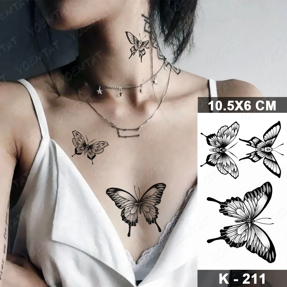 Top Trends: Dark Butterfly Sexy Waterproof Temporary Tattoo Sticker India Women Back Waist Flash Tatoo Girl Body Art Fake Tattoos Realistic Shoppable Styles - Image 6