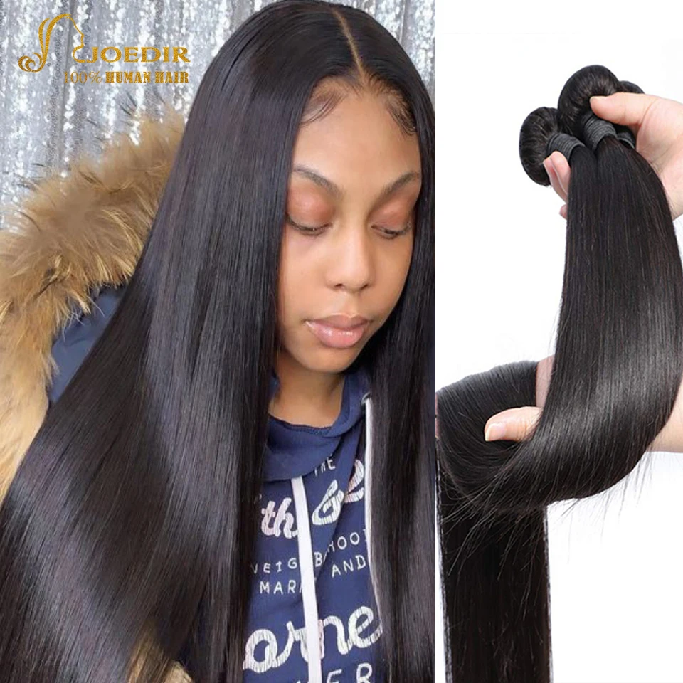 Top Trends: Joedir 28 30 32 40 Inch Natural Color Brazilian Hair Weave 1 3 4 Bundles Straight 100% Remy Human Hair Extensions Weft Deals Shoppable Styles