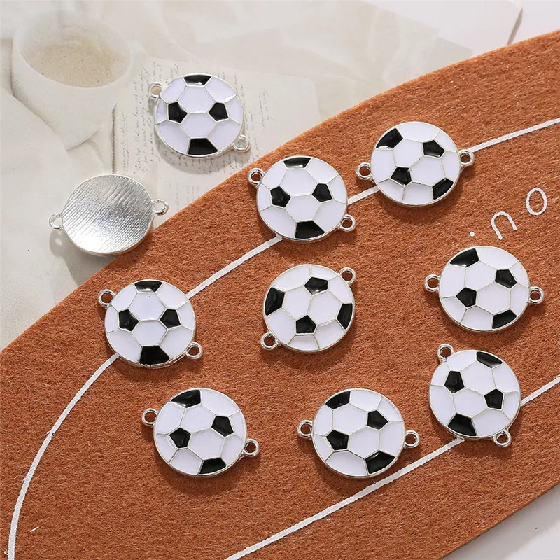 Top Trends: 10pcs / lot New Creative Football Alloy Black White Color Charms Connectors For DIY Fashion Earrings Necklace Jewelry Accessories Shoppable Styles