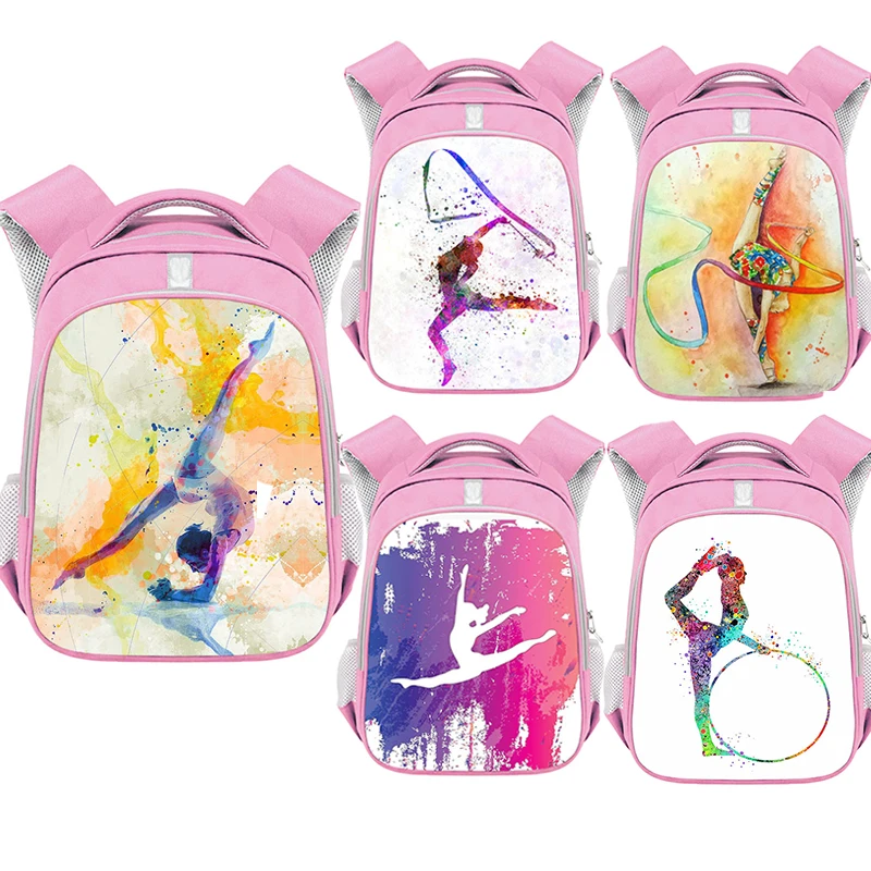 Top Trends: Rhythmic Gymnastics Printed Backpack Girl 13-16 Inch School Bag Large Capacity Travel Storage Bag Dance Athlete Backpack Shoppable Styles