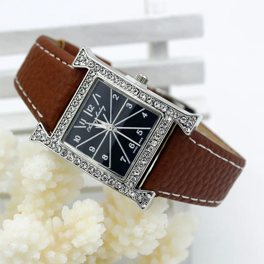 Top Trends: Mmysterious Black Female Square Shaped WristWatch Leather Rhinestone Designer Lady Clock Women Dress Luxury Quartz Crystal Watch Shoppable Styles