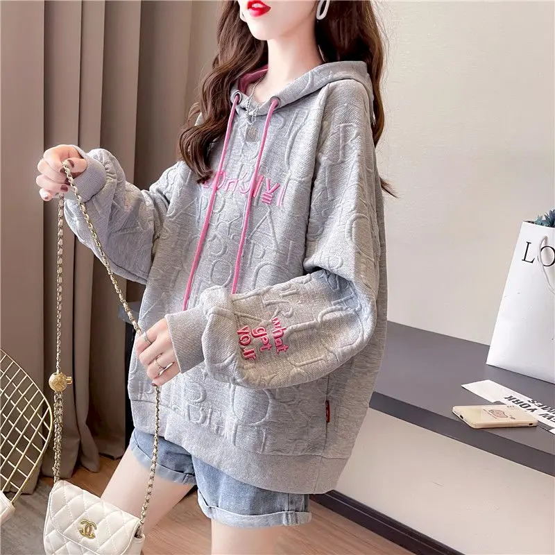 Top Trends: Autumn New Embroidery Hoodies Womens Fashion Loose Large Size Hoodie Korean Trendy Thin Long-sleeved Versatile Hooded Sweatshirt Shoppable Styles