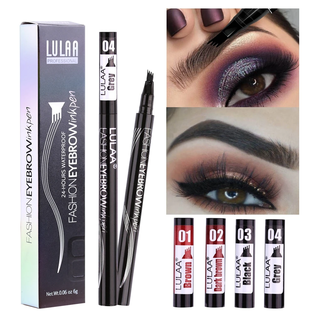 Top Trends: 1Pcs Women Makeup Sketch Liquid 4-Claw Eyebrow Pencil Waterproof Brown Eye Brow Tattoo Dye Tint Pen Liner Long Lasting Eyebrow Shoppable Styles