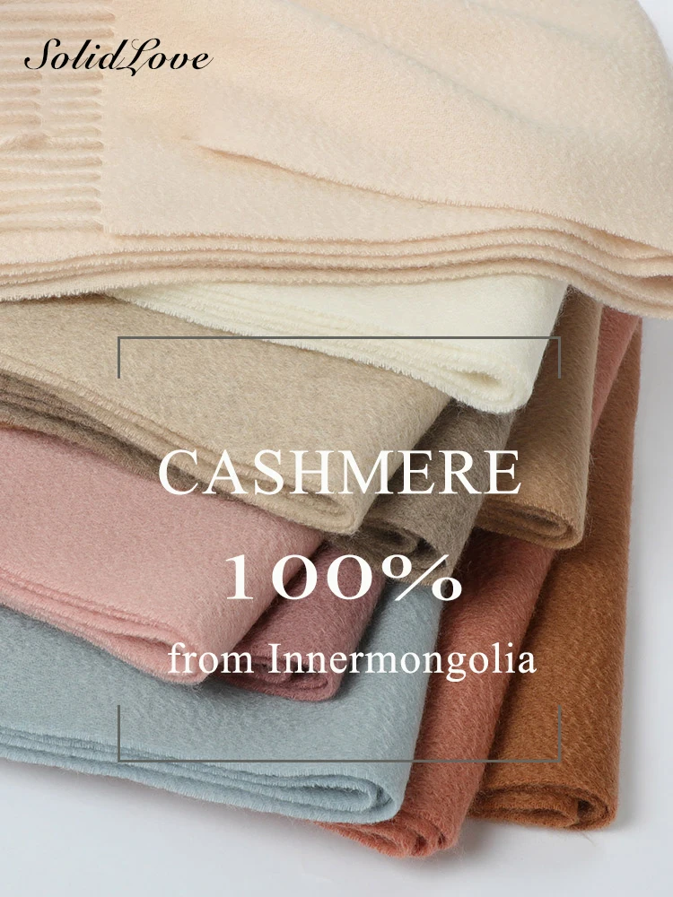 Top Trends: 100% Cashmere Scarf Women Luxury Brand Pashmina Unisex Men Solid Color Warm Autumn Winter Thick Real Soft Long Cashmere Scarves Shoppable Styles