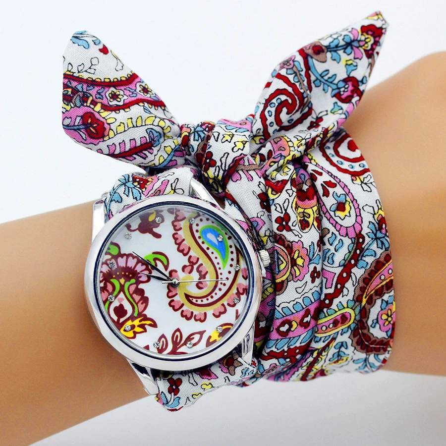 Top Trends: Shsby New Ladies Flower Cloth Wristwatch Fashion Women Dress Watch High Quality Fabric Watch Sweet Girls Bracelet Watch Shoppable Styles