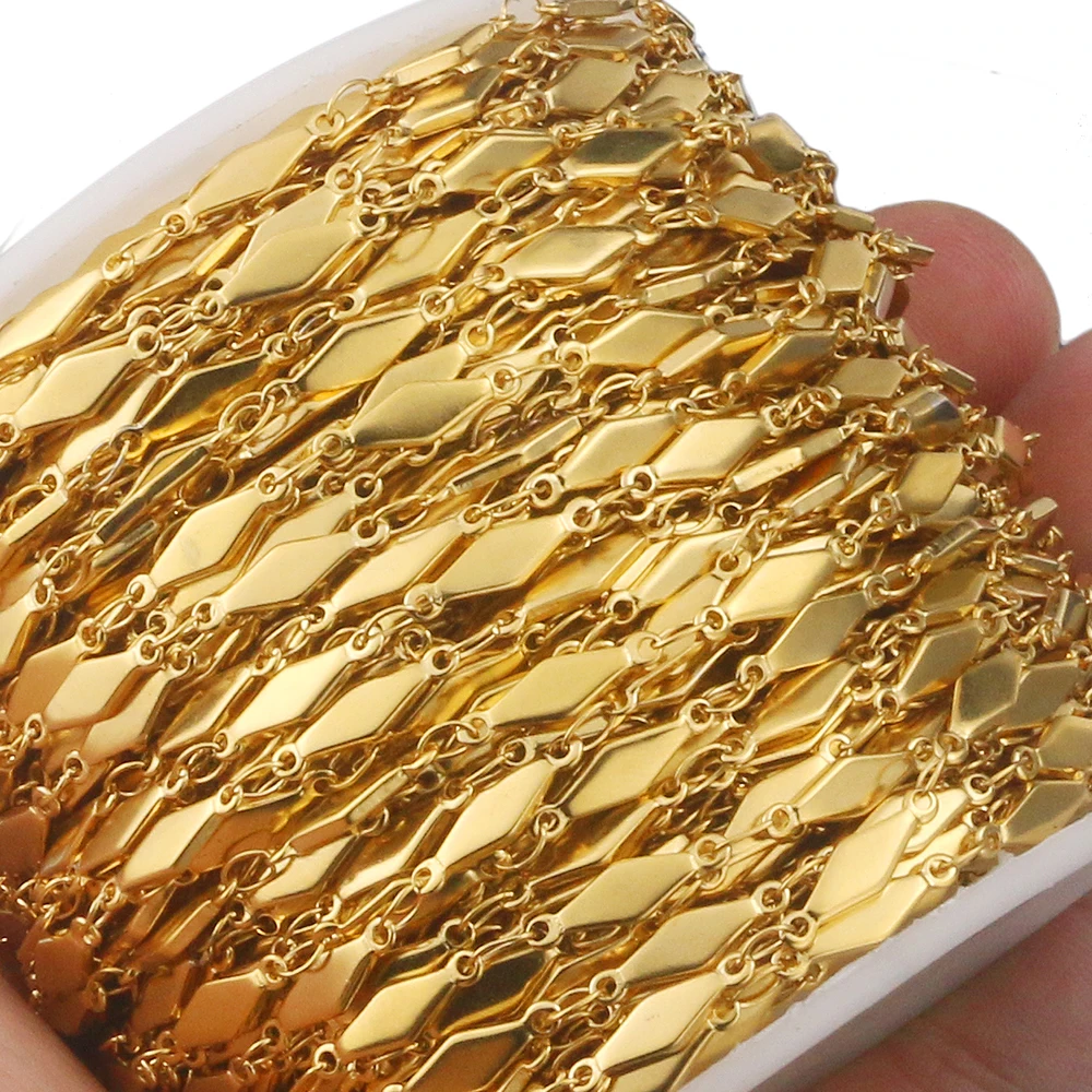 Top Trends: 1Meter 4MM Stainless Steel Gold Rhombus Chains For DIY Necklace Bracelet Anklets Jewelry Makings Supplies Materials Wholesale Shoppable Styles