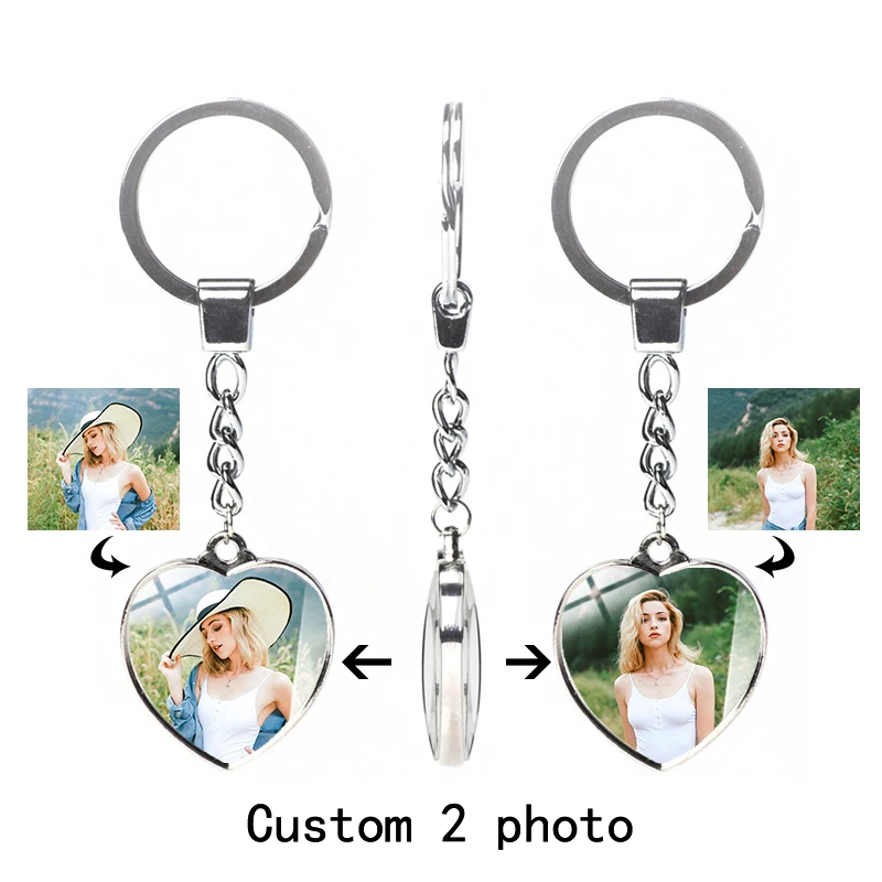 Top Trends: Custom Keychain With Personalized Photo Double Sided Heart Keychain Female Car Family Couple Gift Fashion Crystal Glass Jewelry Shoppable Styles