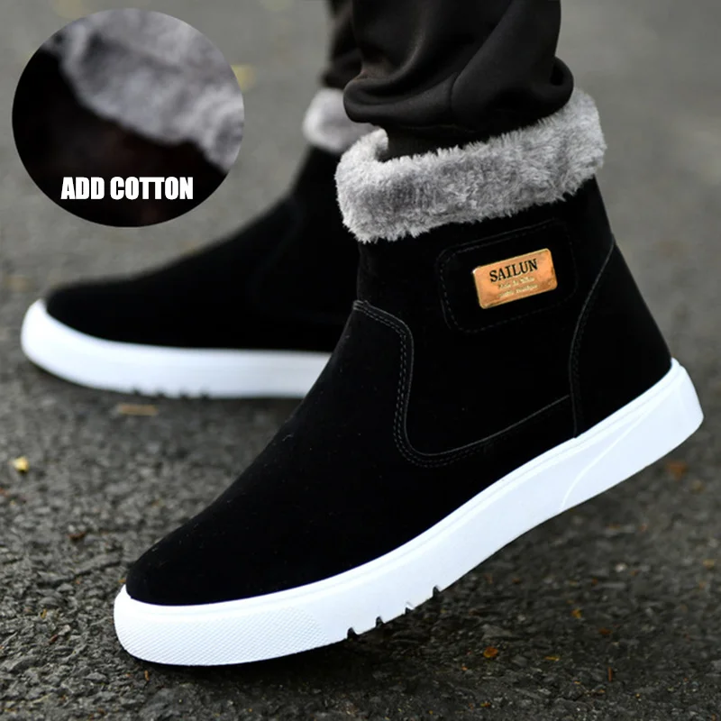 Top Trends: Thick Warm Men Boots Leather Shoes Men Winter Snow Boots High-top Men's Casual Shoes With Fur Plus Size Velvet Ankle Boots Male Shoppable Styles