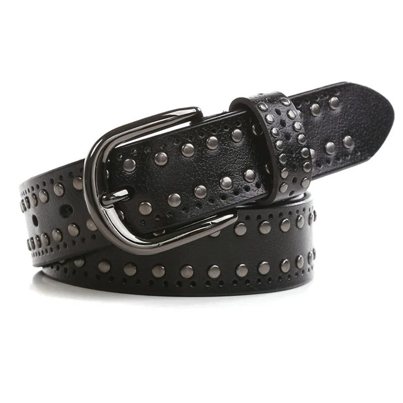 Top Trends: MYMC Studded Genuine Leather Belt Women Lady Punk Waistband Luxury Waist Rivet Retro Belts For Jeans Casual Fashion Luxurious Shoppable Styles