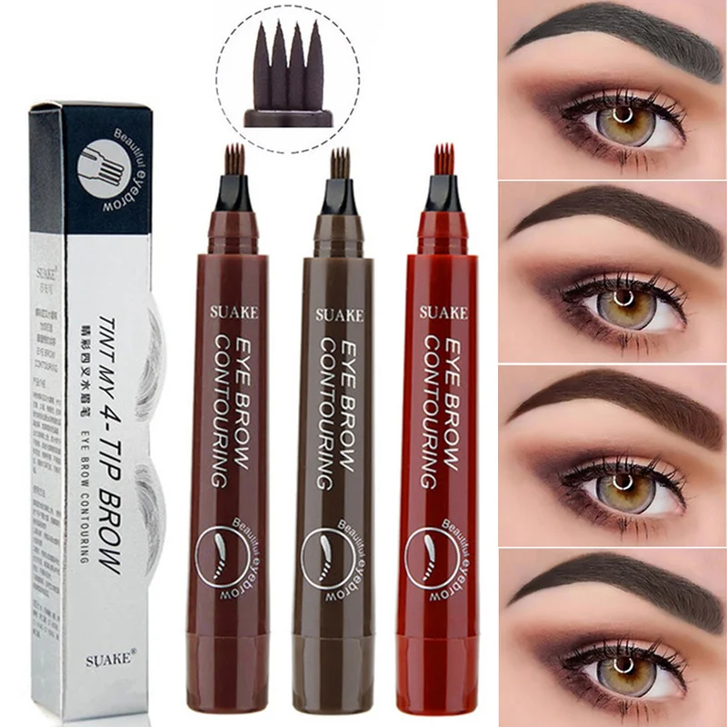 Top Trends: Four-Headed Eyebrow Pencil Waterproof Sweat-Proof Non-Fading Black Brown Liquid Eyebrow Pencil 4-Fork Eyebrow Pencil Shoppable Styles - Image 2