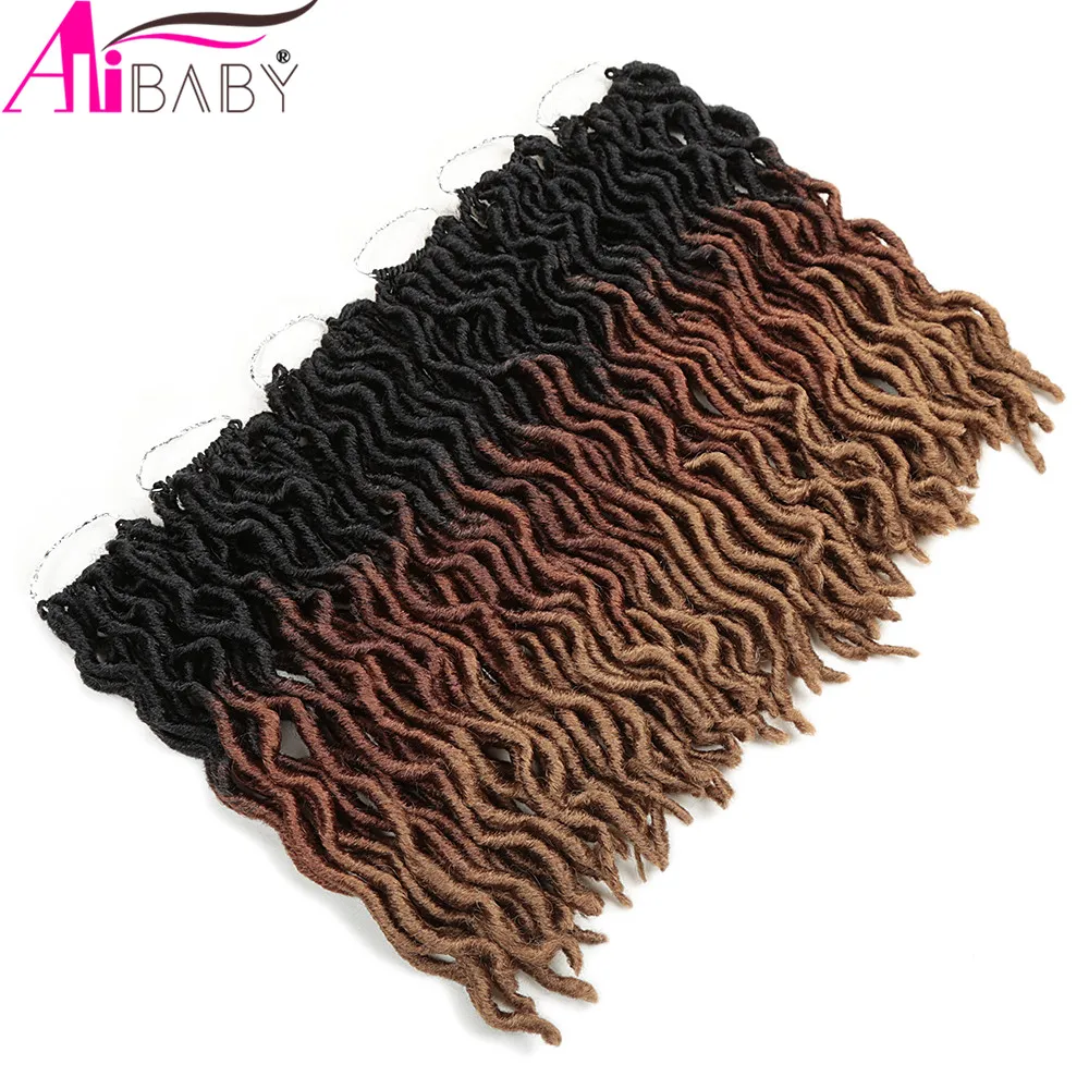 Top Trends: 12inch Goddess Faux Locs Crochet Hair Synthetic Ombre Braiding Dreadlocks Hair Extensions 18Strands / p For Black Women Alibaby Shoppable Styles