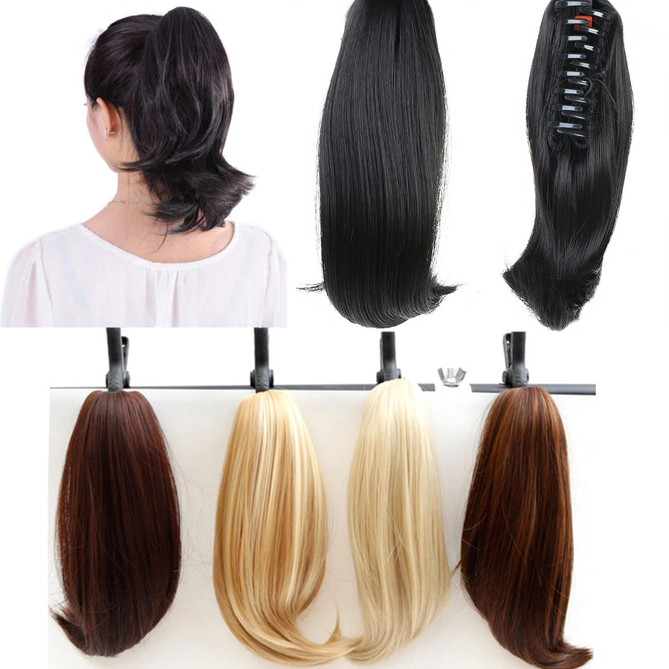 Top Trends: MSTN Synthetic Short Straight Fake Hair Pony Tail Ombre Clip In Hair Extensions Claw Ponytail Extension Shoppable Styles