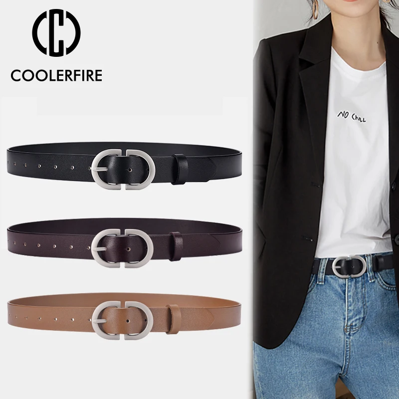 Top Trends: Women&#039;s Belt Genuine Leather Ladies Fashion Metal Round Buckle Belt Jeans Wild Luxury Brand Belts For WomenLD032 Shoppable Styles