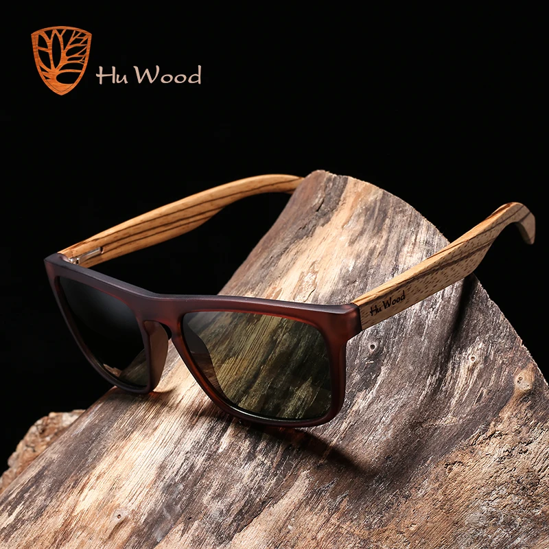 Top Trends: HU WOOD Sunglasses For Men Zebra Wood Polarized Sun Glasses Rectangle Lenses Driving UV400 Protection Eyewear Wooden GR8002 Shoppable Styles