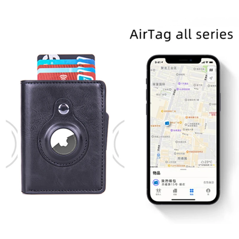 Top Trends: 2022 New PU Leather Card Holder Bank Wallet GPS Locator Tracker Anti-lost Device Sleeve Cover For Apple Airtags Protective Case Shoppable Styles