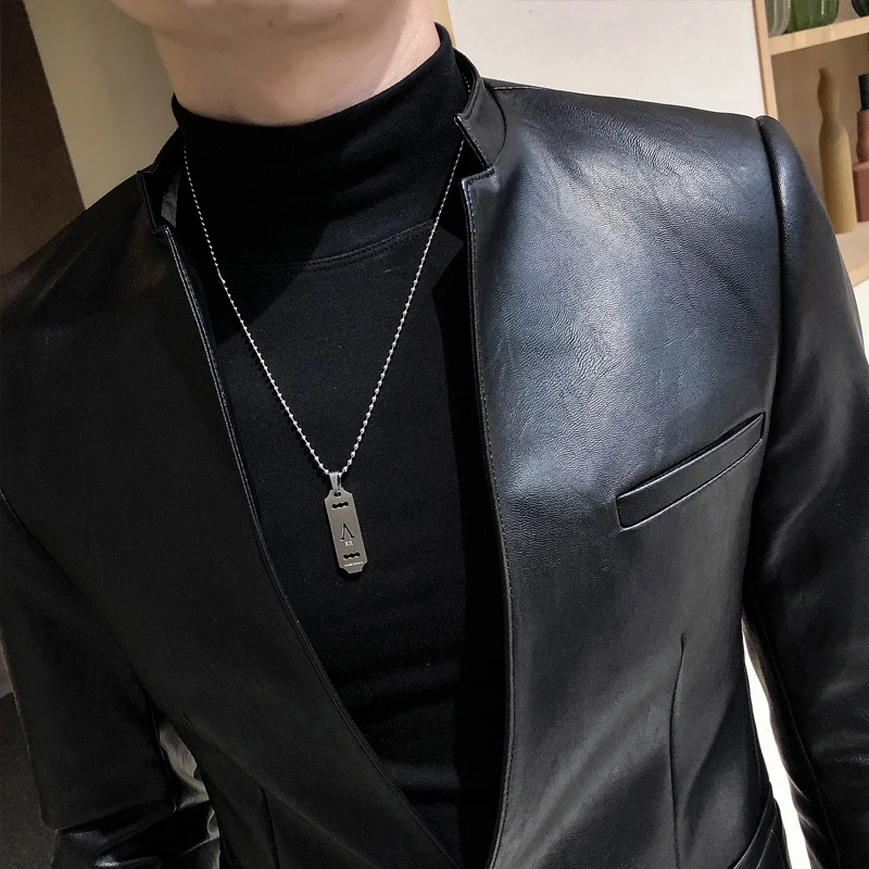 Top Trends: 2022 Brand Clothing Fashion Men's High Quality Casual Leather Jacket Male Slim Fit Business Leather Suit Coats / Man Blazers S-3XL Shoppable Styles - Image 5