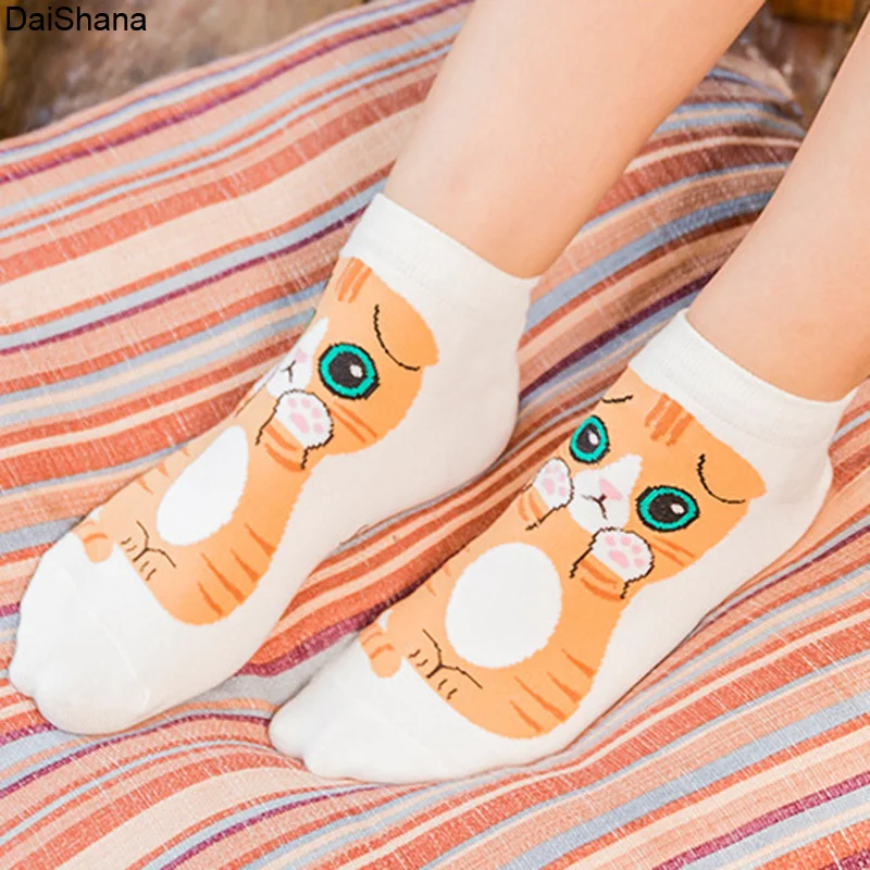 Top Trends: 5Pairs / lot Spring Summer Fashion Women Cotton Sox Cartoon Hello Kitten Cat Puppy Dog Harajuku Kawaii Cute Girl Happy Funny Socks Shoppable Styles