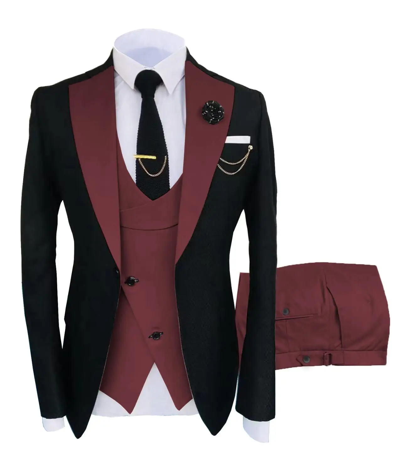 Top Trends: New Costume Homme Popular Clothing Luxury Party Stage Men's Suit Groomsmen Regular Fit Tuxedo 3 Peice Set Jacket+ Trousers+ Vest Shoppable Styles