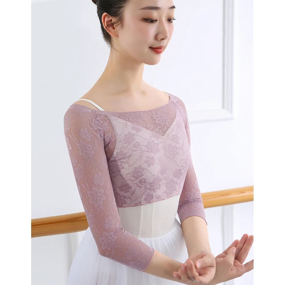 Top Trends: Women Crop Top Ballet T Shirt Lace Dance Tops Ballerina Dancewear Half Sleeve Ballet Clothes Classic Costumes For Dancing Tops Shoppable Styles