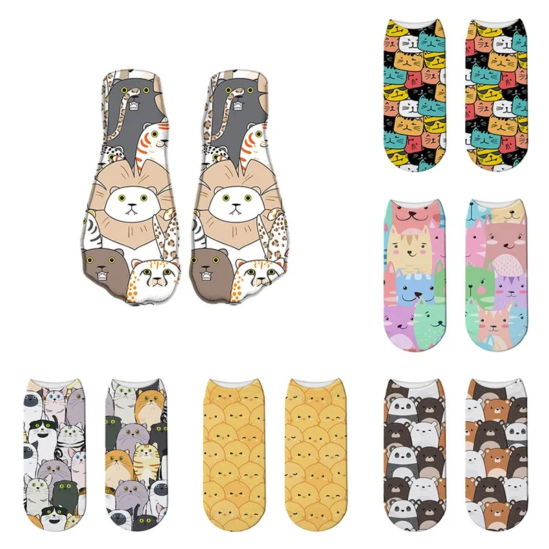 Top Trends: Cartoon Dogs Printed Socks For Unisex Funny Harajuku Cotton Cats Short Socks Fashion Happy Girls Women Soft Low Ankle Socks Shoppable Styles