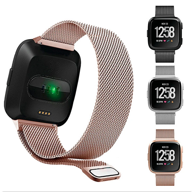 Top Trends: Metal Strap For Fitbit Versa 2 3 4 Lite Sense Band Wrist Milanese Sense 2 Replacement Magnetic Loop Bracelet Fit Bit Watchband Shoppable Styles