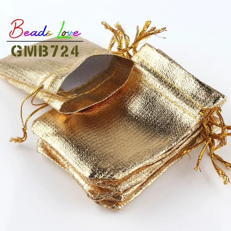 Top Trends: 50Pcs / lot 7x9cm 9x12cm Gold Fabric Bags Organza Jewelry Packaging Drawstring Velvet Gift Bags &amp; Wedding Favor Pouches Jewellery Shoppable Styles