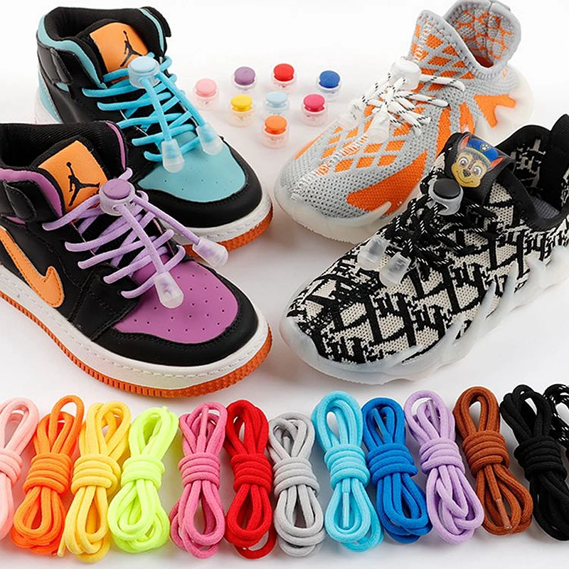 Top Trends: New Elastic Laces Sneakers Round Lock Shoelaces Without Ties Kids Adult Quick Shoe Laces Rubber Bands Lazy Shoeace For Shoes Shoppable Styles