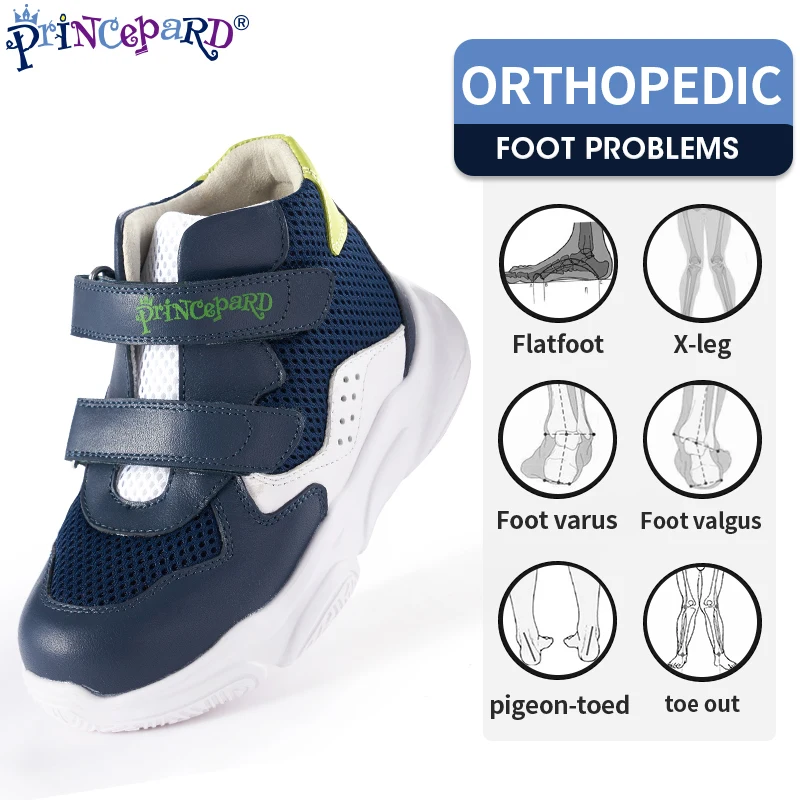 Top Trends: Orthopedic Sneakers For Children Princepard Korean Ankle Support Kids Sprots Shoes Spring Autumn White Navy Color 19-37 Size Shoppable Styles