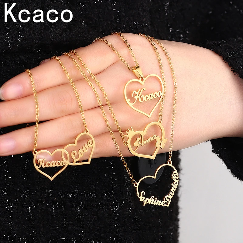 Top Trends: Kcaco Personalized Name Necklace Gold Color Butterfly Heart Pendant Stainless Steel Customized Letter Choker For Women Jewelry Shoppable Styles