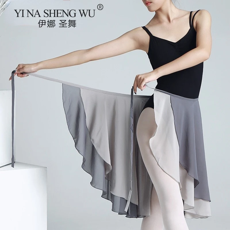 Top Trends: Long Wrap Ballet Skirt Women Chiffon Ballet Dress 2 Layers Skirts For Dancing Lace Chiffon Long Skirt Ballet Practice Clothing Shoppable Styles