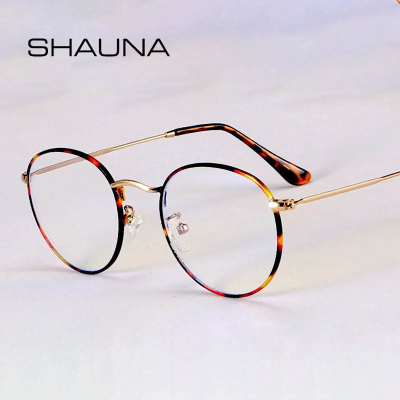 Top Trends: SHAUNA Classic Anti-Blue Light Glasses Frame Brand Designer Fashion Round Metal Optical Frames Computer Glasses Shoppable Styles