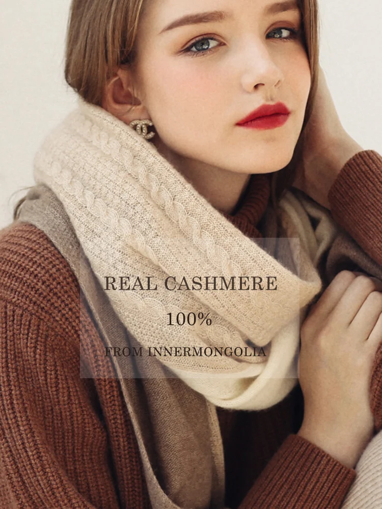 Top Trends: 100% Pure Cashmere Scarf Women Knitted Winter Autumn Long Warm Wool Wrap Pashmina Shawl Neck Men Unisex Écharpe Femmes Shoppable Styles