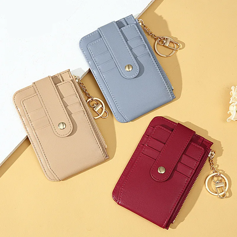 Top Trends: Women&#039;s Men&#039;s Zipper Business Credit Card Holder Case PU Leather Female Small Wallets Coin Purses With Keychain Money Bag Clip Shoppable Styles