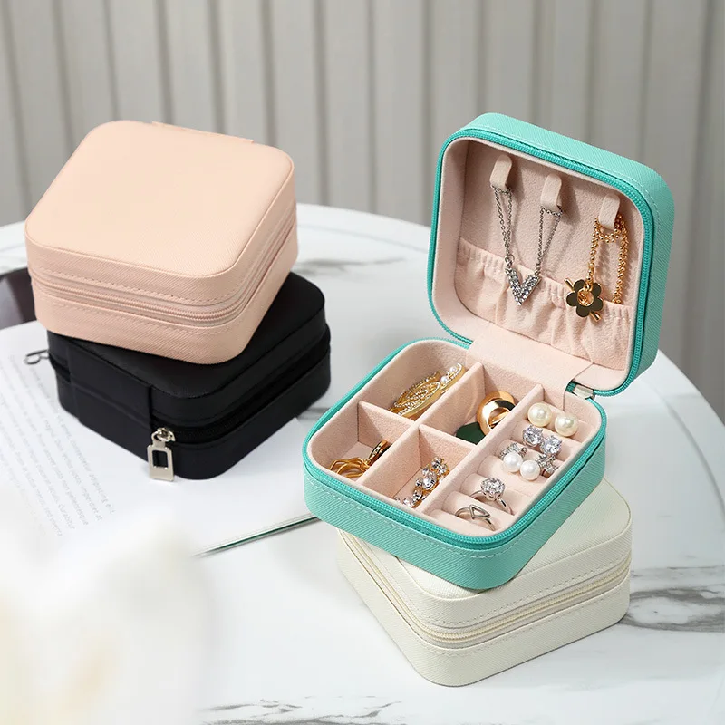 Top Trends: 2022 PU Leather Jewellery Storage Earring Boxes Jewelry Box Display Case Organizer Packaging Storage For Home Travel Girl Gift Shoppable Styles