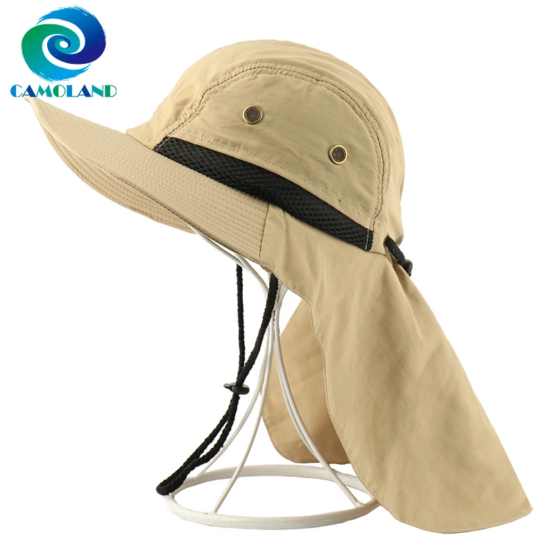 Top Trends: CAMOLAND Summer UPF50+ Sun Hats Women Mens Casual Boonie Hat With Neck Flap Outdoor Long Wide Brim Fishing Breathable Bucket Hat Shoppable Styles