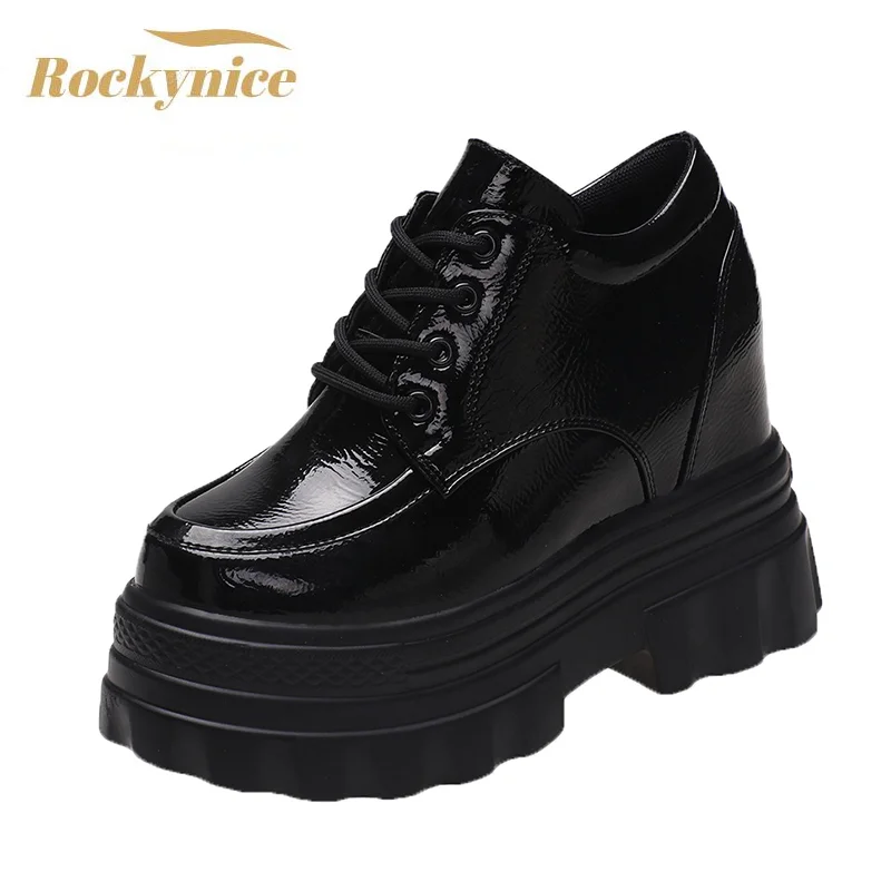 Top Trends: Harajuku Women Wedges Sport Shoes For Woman Increasing 11CM Chunky Dad Sneakers Ladies Breathable Platform Leather Casual Shoes Shoppable Styles