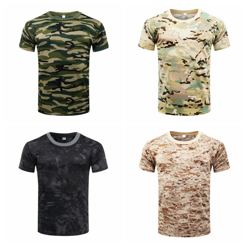 Top Trends: Quick Dry Tactical Men's T-shirt Summer Military Camo T-shirts Compression Breathable Camouflage Tights Army Combat T-shirt Shoppable Styles