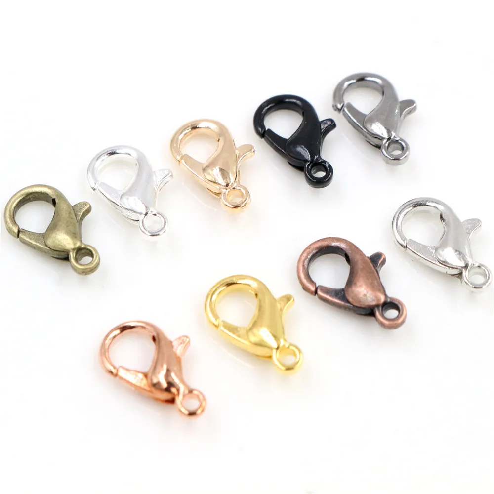 Top Trends: 10x5mm / 12*6mm 50pcs / lot 9 Colors Plated Fashion Jewelry Findings, Alloy Lobster Clasp Hooks For Necklace&amp;Bracelet Chain DIY Shoppable Styles