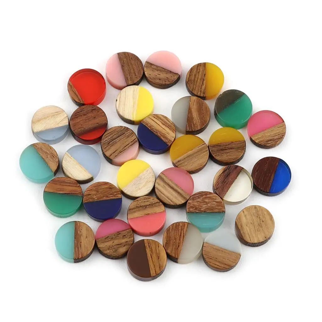 Top Trends: 10mm Natrual Wood Effect Colorful Resin Dome Seals Cabochon Round At Random Color DIY Making Earrings Jewelry Findings, 10 PCs Shoppable Styles