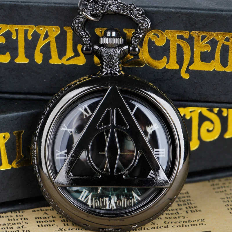 Top Trends: Classic Magic Hollow Triangle Carving Quartz Pocket Watch Necklace Clock Pendant Unisex Fob Watches Reloj Hombre Shoppable Styles