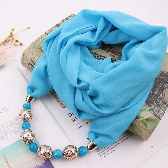 Top Trends: Women Simple Pendant Necklace Scarf Chiffon Cotton Scarves Multi-style Decorative Women Foulard Femme Head Scarves Hijab Shoppable Styles - Image 3