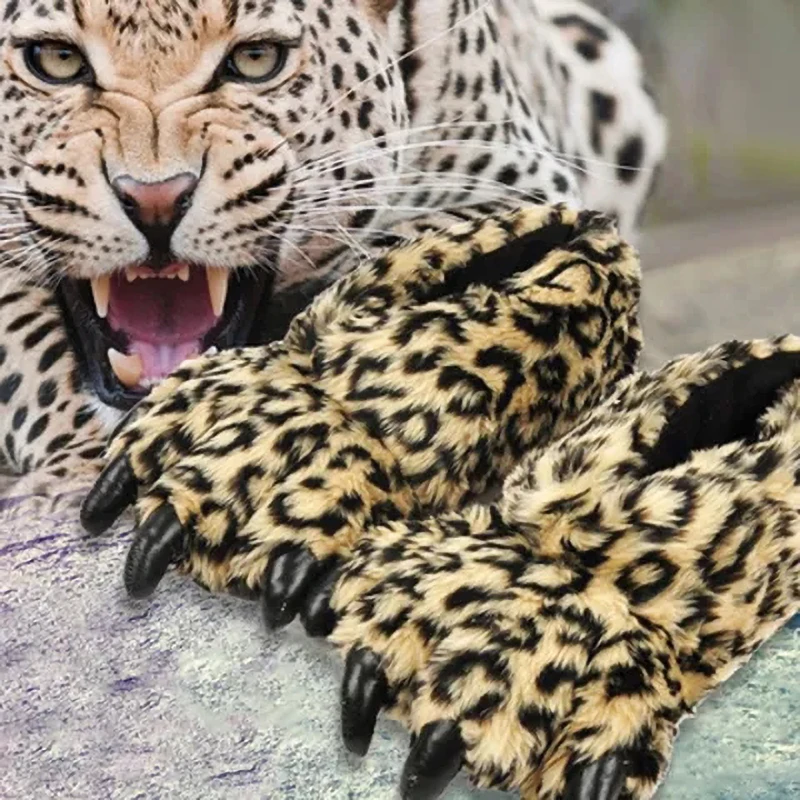 Top Trends: Designer Leopard Claw Home Slippers Women Animal Woman Winter Plush Indoor Shoes Slides Female Bear Paw Bedroom Plush Slippers Shoppable Styles