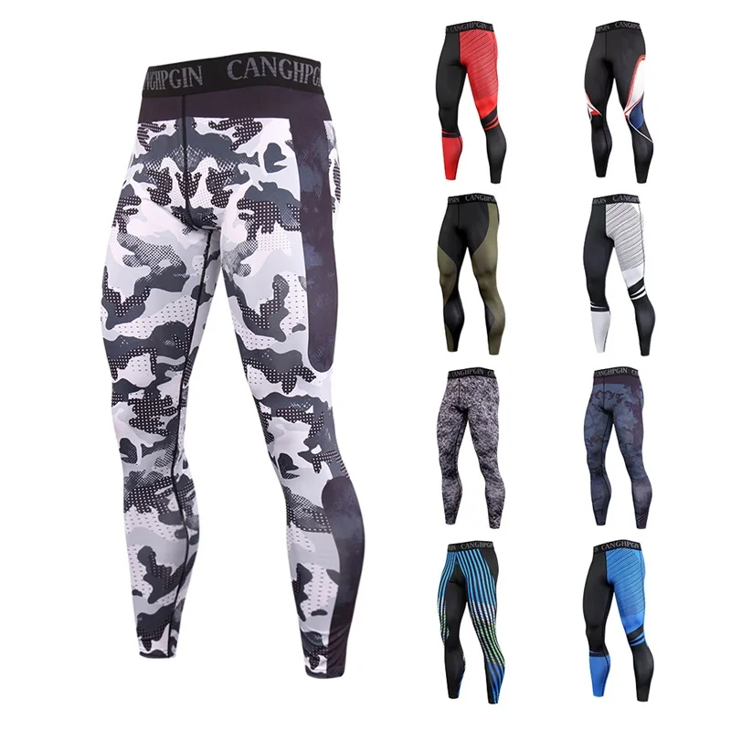 Top Trends: Men's Running Tights Pants Compression Camo Training Quick Dry Stripe Leggings High Elastic Gym Jogging Plus Size Sport Trousers Shoppable Styles