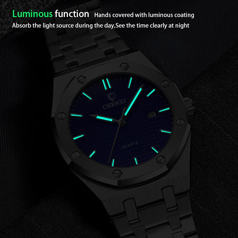 Top Trends: Big Dial Casual Men's Watches Luxury Stainless Steel Band Calendar Watch For Men Top Brand Waterproof Quartz Minimalism Clock Shoppable Styles - Image 5