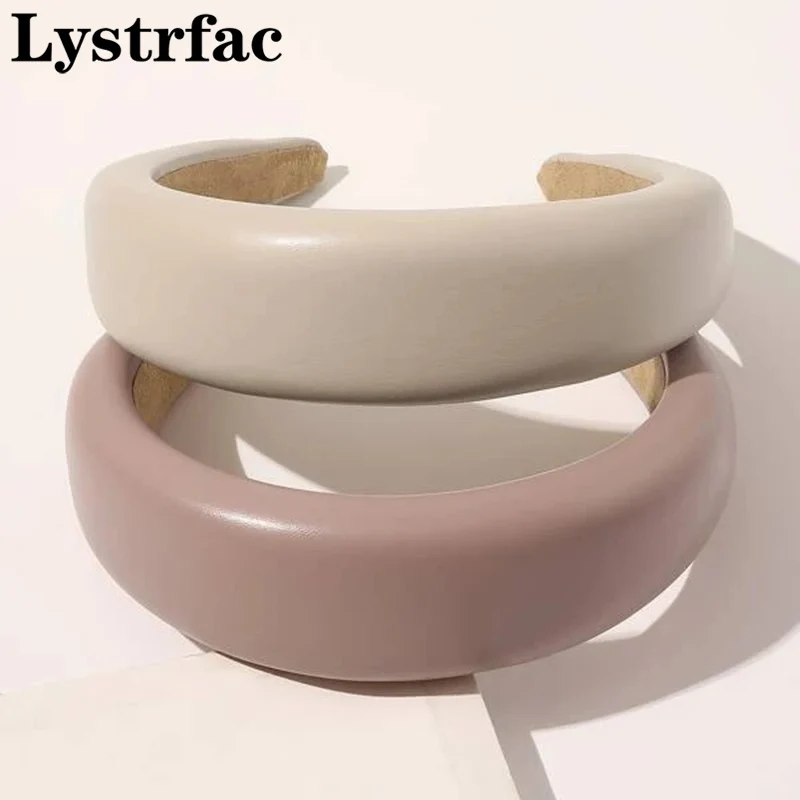 Top Trends: Lystrfac New Autumn Winter PU Leather Thickened Sponge Hairband For Women Girls Wide Wash Headband Retro Simple Hair Accessories Shoppable Styles