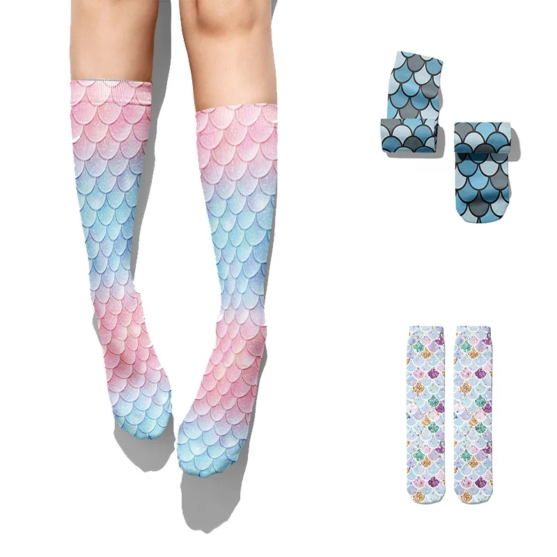 Top Trends: Fashion Pink Mermaid Woman Cartoon Socks Harajuku Kawaii Casual High Ankle Ladies Warm Socks Winter And Autumn Warm Cotton Socks Shoppable Styles