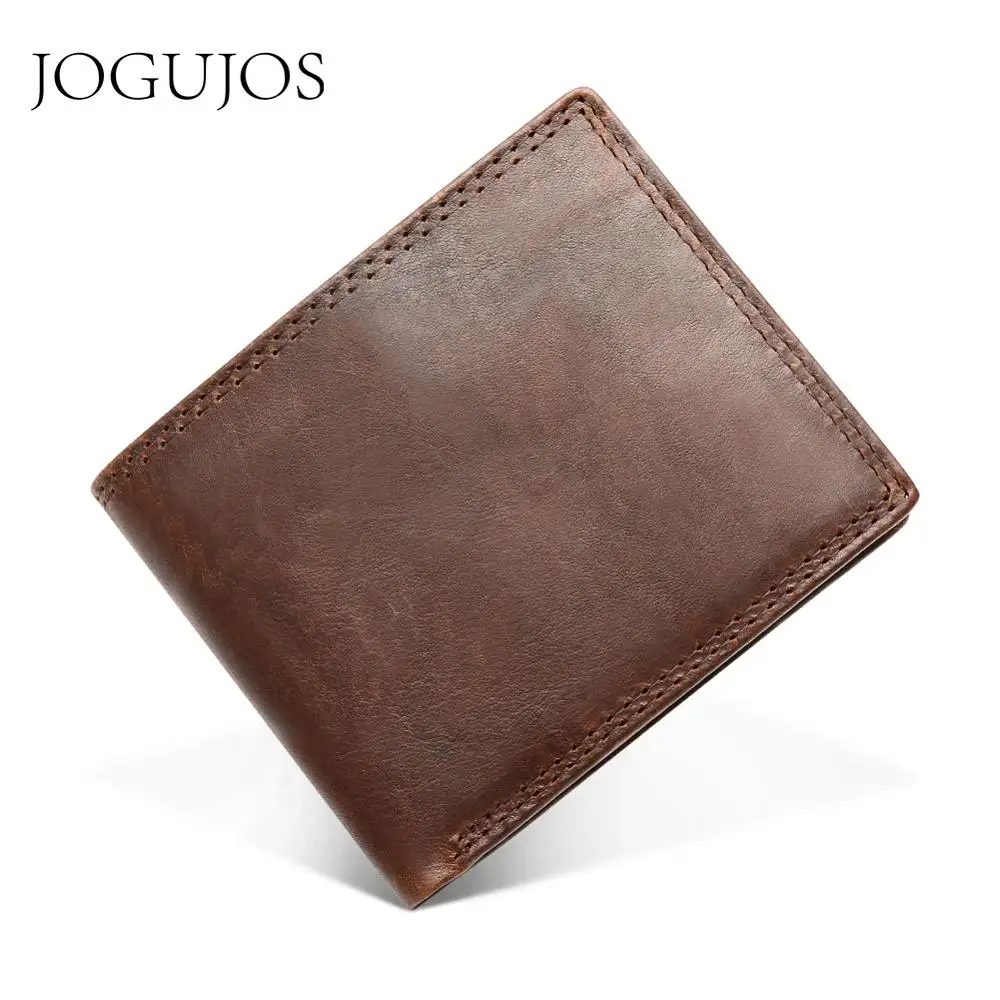 Top Trends: JOGUJOS Genuine Crazy Horse Leather Men Wallets Vintage Short Wallet Cowhide Coin Purse Money Credit Card Holder Purse For Man Shoppable Styles