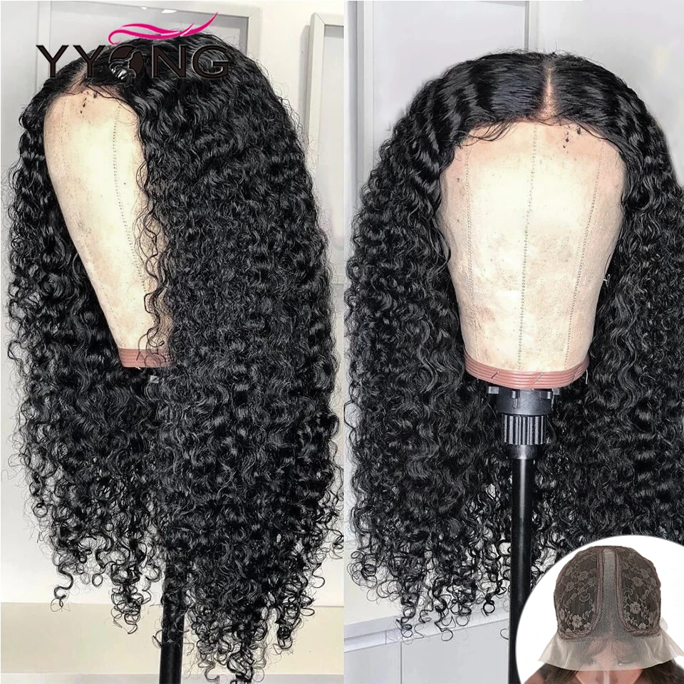 Top Trends: Yyong Brazilian Kinky Curly 180% Transparent T Part Lace Front Human Hair Wigs For Women Curly Human Hair Lace Frontal Wig Shoppable Styles