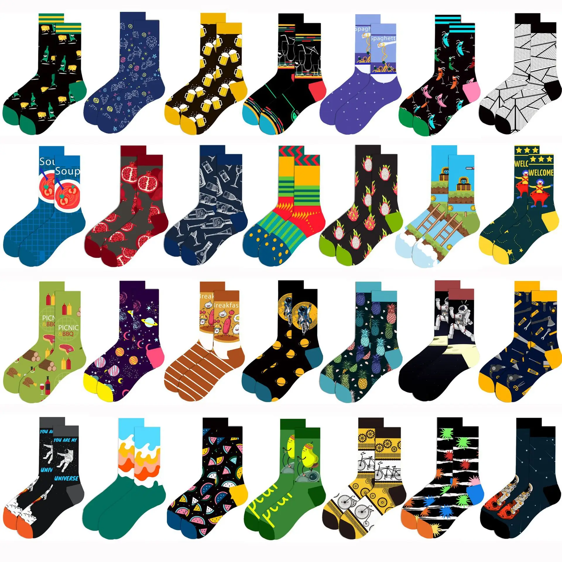 Top Trends: Brand Men's Socks Happy Socks Space Astronaut Color Combed Cotton Leisure Harajuku Skateboard Winter Thermal Cotton Socks Shoppable Styles - Image 5